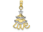 FJC Finejewelers 10k Yellow Gold with with Rhodium Christmas Tree with Lovetwo-color Charm
