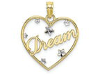 FJC Finejewelers 10k Two-tone Gold Dream In Heart Frame with Floating Bright Cut Star Accents Charm
