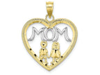 FJC Finejewelers 10k Two-tone Gold Heart with 2 Kids White Mom Inside Charm