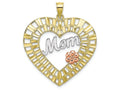 FJC Finejewelers 10k Two-tone Gold Mom with Pink Flower In Bright Cut Hearttri-color Charm