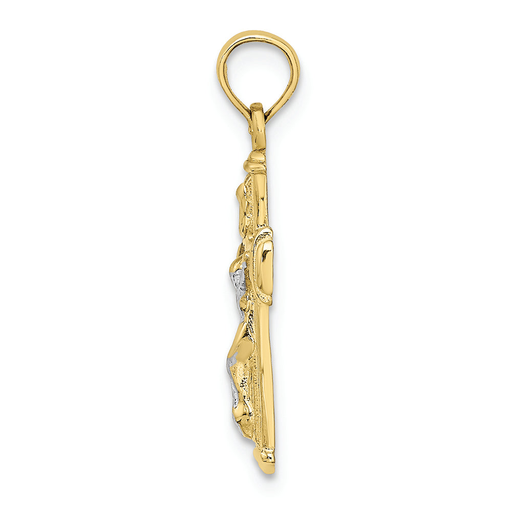 FJC Finejewelers 10k Two-tone Gold Block Crucifix Cross Jesus Inri Charm