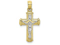 FJC Finejewelers 10k Two-tone Gold Block Crucifix Cross Jesus Inri Charm