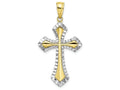 FJC Finejewelers 10k Two-tone Gold Bright Cut Reversible Crosstwo-color Charm