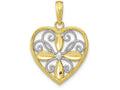 FJC Finejewelers 10k Yellow Gold Fashion Heart with Flower White Beaded Filigree Cntr Charm