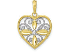 FJC Finejewelers 10k Yellow Gold Fashion Heart with Flower White Beaded Filigree Cntr Charm