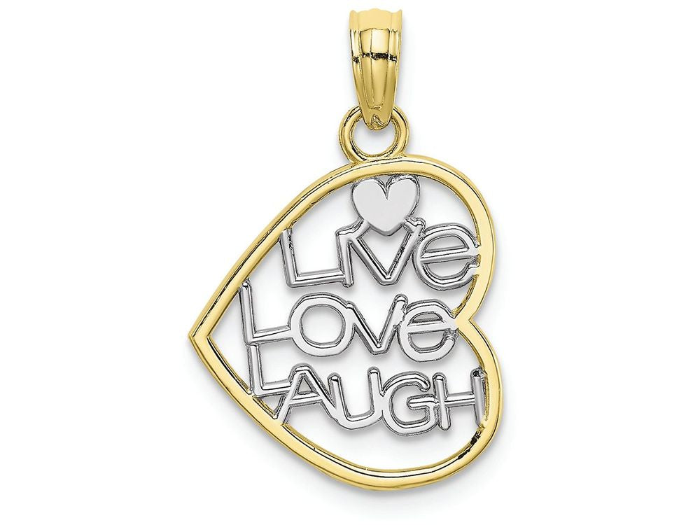 FJC Finejewelers 10k Two-tone Gold Live Love Laugh In Hearttwo-color Charm
