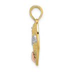 FJC Finejewelers 10k Two-tone Gold Wht Grandma In Filigree Heart with Pink Heart Accent Tri-color Charm