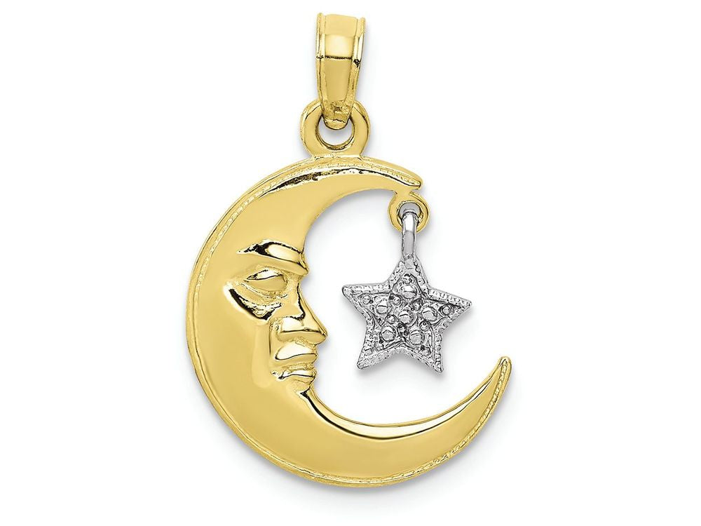 FJC Finejewelers 10k Two-tone Gold Polished Open-backed Half Moon Star Charm