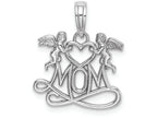 FJC Finejewelers 10k White Gold Mom Below 2 Angels Holding A Heart Charm