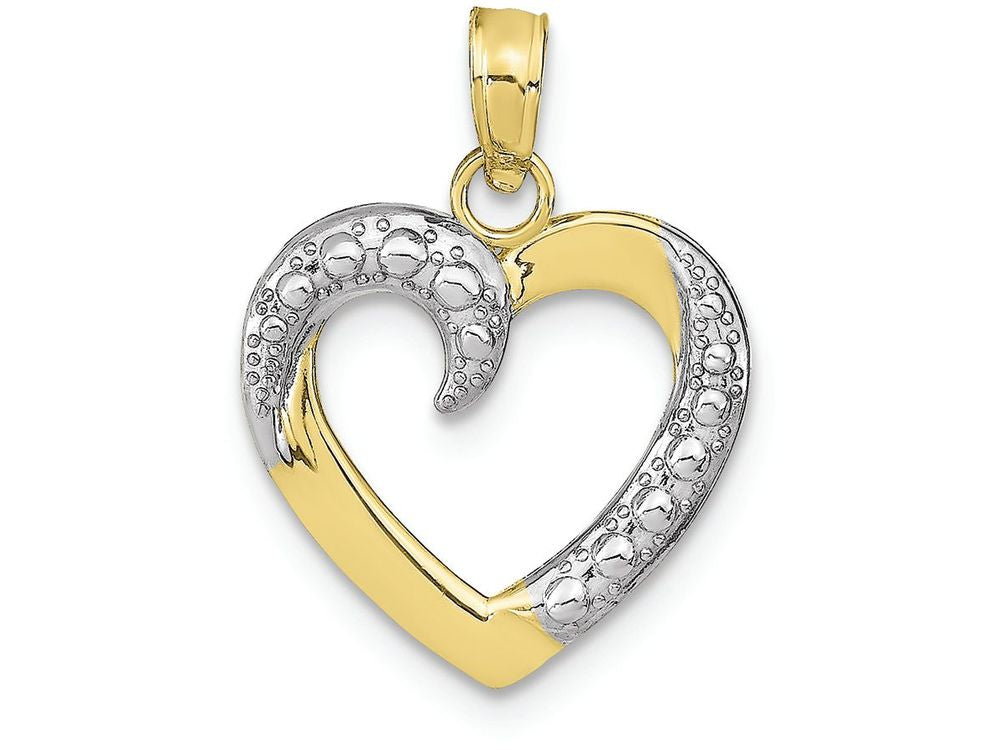 FJC Finejewelers 10k White Gold White Heart with Beaded Accent Charm