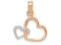 FJC Finejewelers 10k Two-tone Gold Two Tone Rose White Double Hearts Intertwined Charm