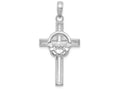 FJC Finejewelers 10k White Gold Block Cross with Claddagh Center Polish Charm