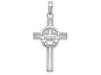 FJC Finejewelers 10k White Gold Block Cross with Claddagh Center Polish Charm