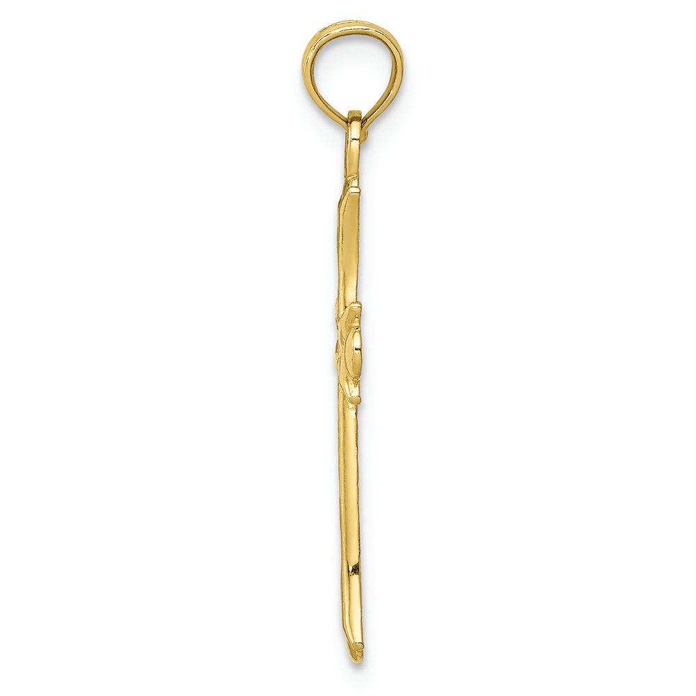 FJC Finejewelers 10k Yellow Gold Fleur De Lis Cross Charm