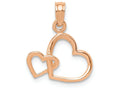 FJC Finejewelers 10k Rose Gold Rose Double Hearts Intertwined Charm