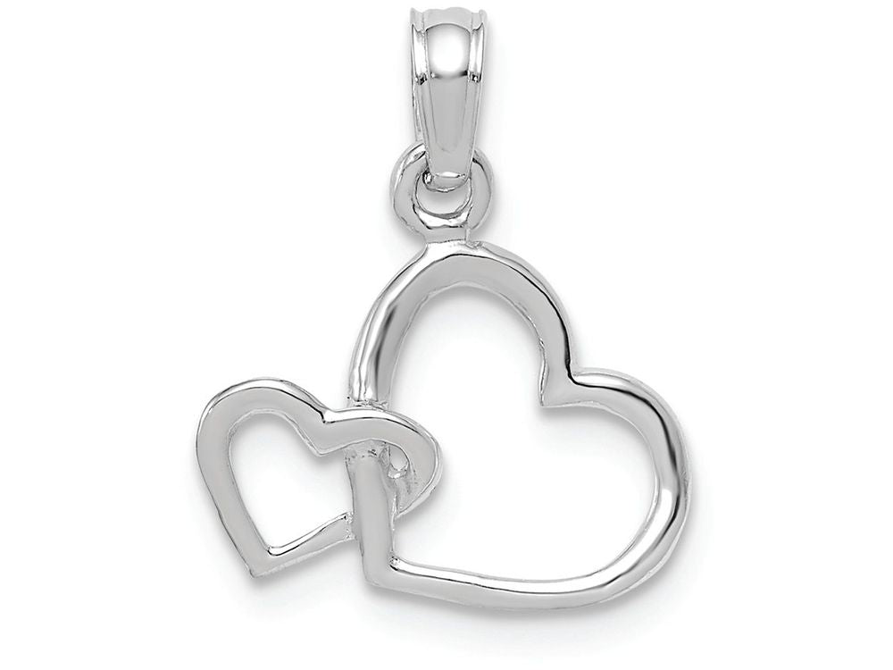 FJC Finejewelers 10k White Gold Double Hearts Intertwined Polish Charm