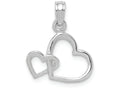 FJC Finejewelers 10k White Gold Double Hearts Intertwined Polish Charm