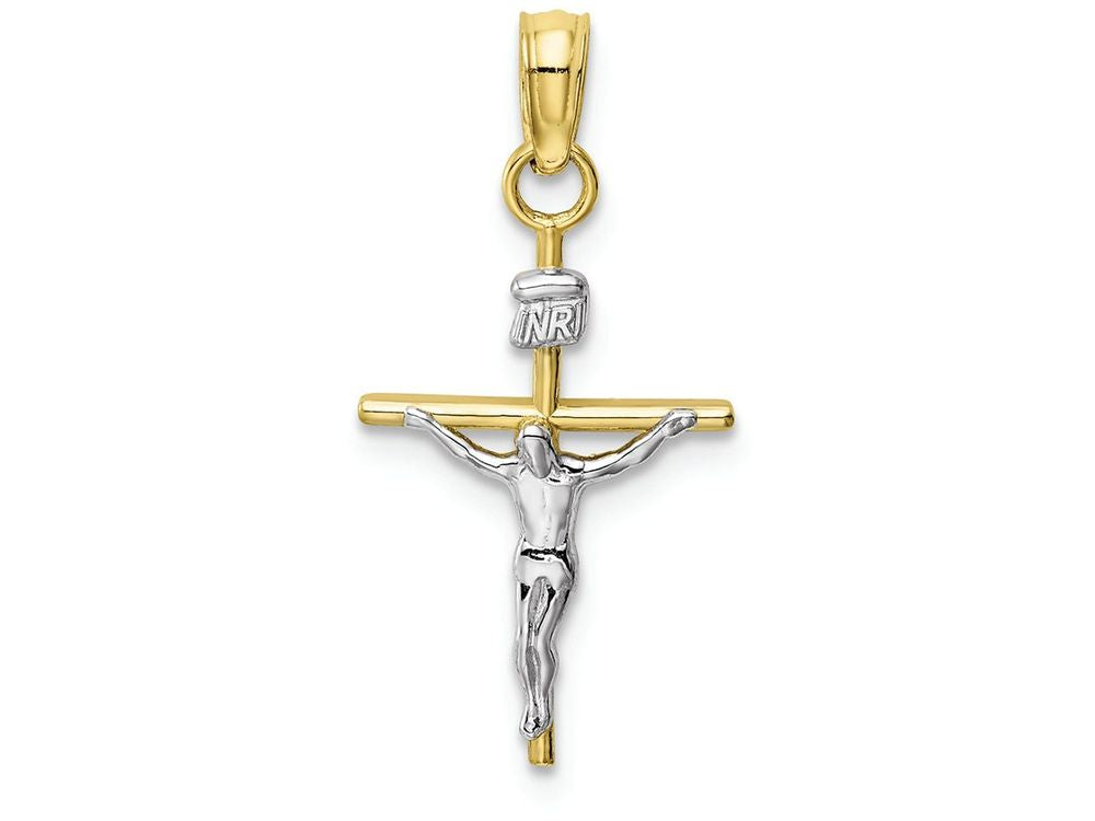 FJC Finejewelers 10k Two-tone Gold Stick Cross Crucifix Inri Charm