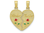 FJC Finejewelers 10k Yellow Gold Motherdaughter Breakable Heart with Enamel Flowers Charm