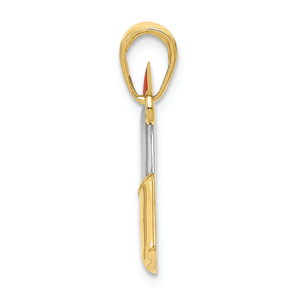 FJC Finejewelers 10k Yellow Gold with with Rhodium Enameled Lipstick Charm