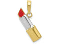 FJC Finejewelers 10k Yellow Gold with with Rhodium Enameled Lipstick Charm