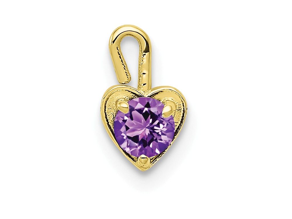 FJC Finejewelers 10k Yellow Gold February Synthetic Birth Month Stone Heart Charm