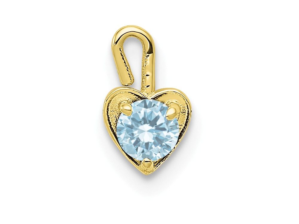 FJC Finejewelers 10k Yellow Gold March Synthetic Birth Month Stone Heart Charm