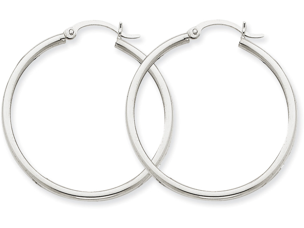 FJC Finejewelers 10k White Gold 2mm Round Hoop Earrings