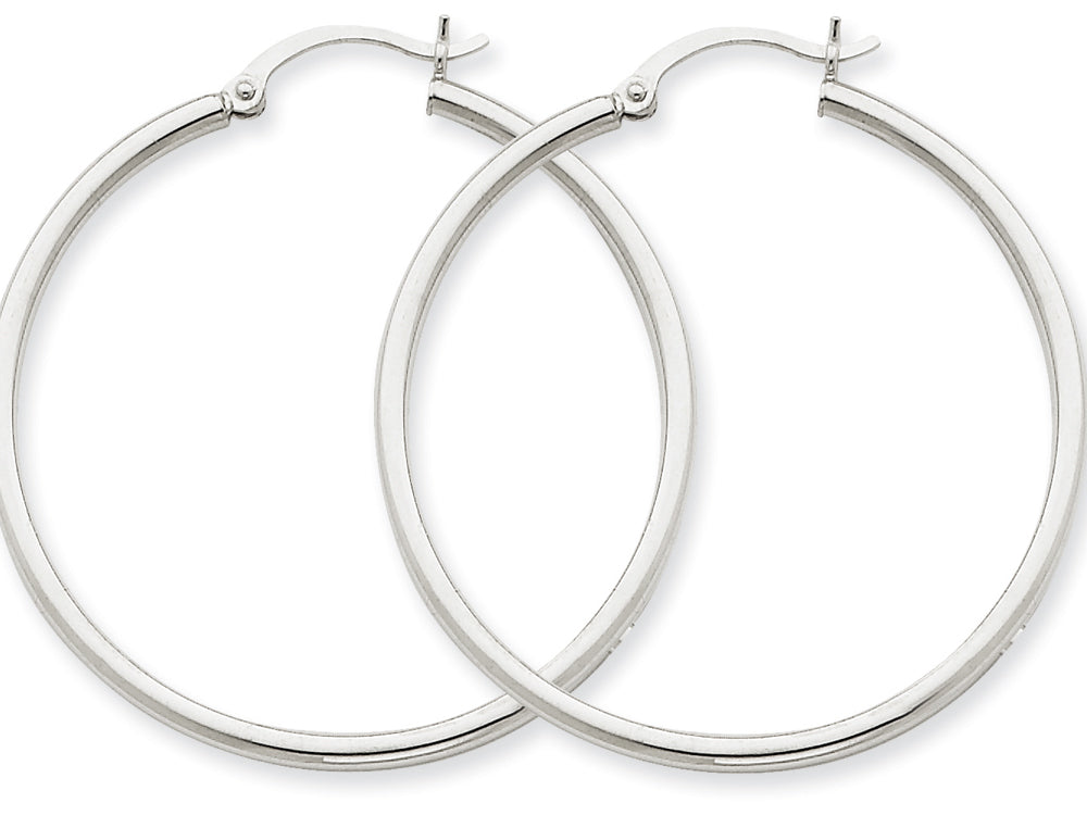 FJC Finejewelers 10k White Gold 2mm Round Hoop Earrings