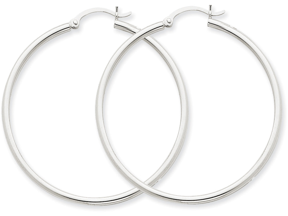 FJC Finejewelers 10k White Gold 2mm Round Hoop Earrings