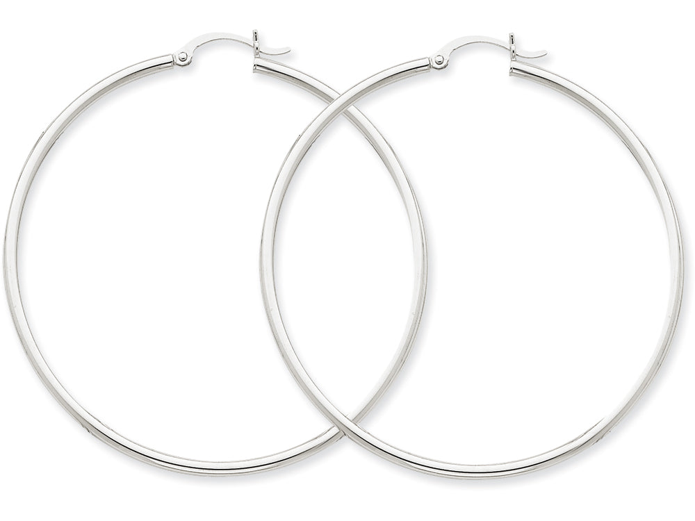 FJC Finejewelers 10k White Gold 2mm Round Hoop Earrings