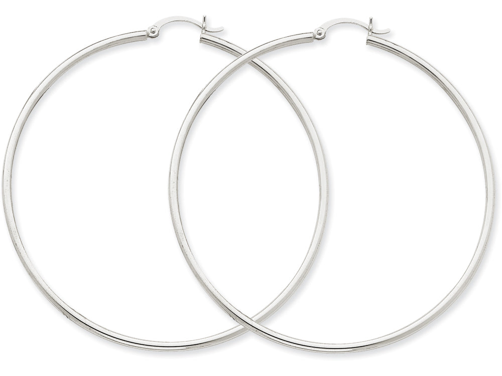 FJC Finejewelers 10k White Gold 2mm Round Hoop Earrings