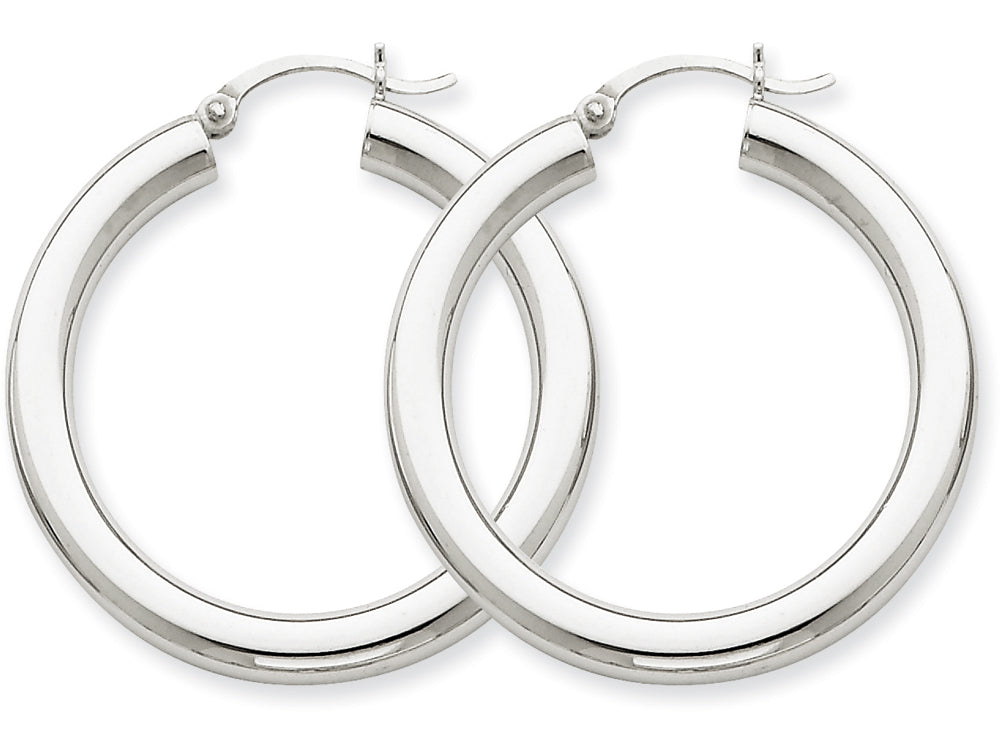 FJC Finejewelers 10k White Gold 4mm X 35mm Tube Hoop Earrings