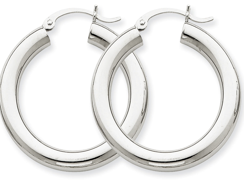 FJC Finejewelers 10k White Gold 4mm X 30mm Tube Hoop Earrings