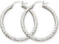 FJC Finejewelers 10k White Gold Bright-cut 3mm Round Hoop Earrings