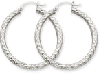FJC Finejewelers 10k White Gold Bright-cut 3mm Round Hoop Earrings