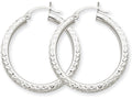 FJC Finejewelers 10k White Gold Bright-cut 3mm Round Hoop Earrings