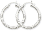 FJC Finejewelers 10k White Gold Bright-cut 3mm Round Hoop Earrings