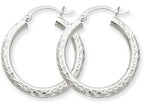 FJC Finejewelers 10k White Gold Bright-cut 3mm Round Hoop Earrings