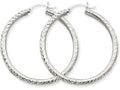 FJC Finejewelers 10k White Gold Bright-cut 3mm Round Hoop Earrings