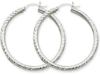 FJC Finejewelers 10k White Gold Bright-cut 3mm Round Hoop Earrings