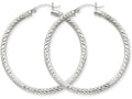 FJC Finejewelers 10k White Gold Bright-cut 3mm Round Hoop Earrings