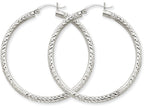 FJC Finejewelers 10k White Gold Bright-cut 3mm Round Hoop Earrings
