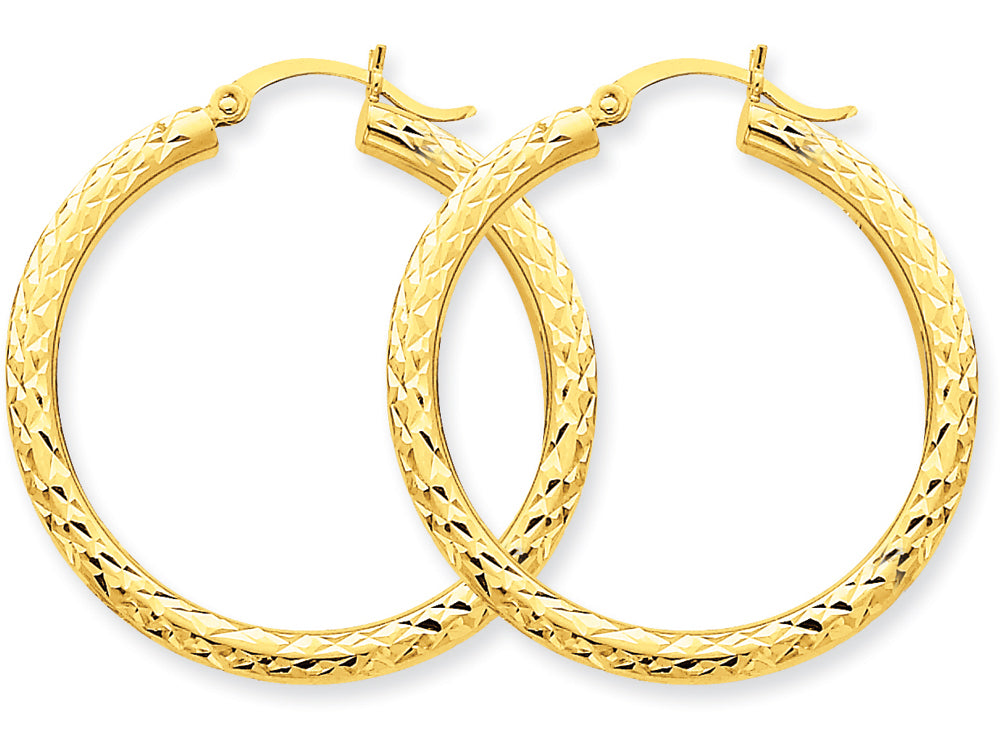 FJC Finejewelers 10k Bright-cut 3mm Round Hoop Earrings