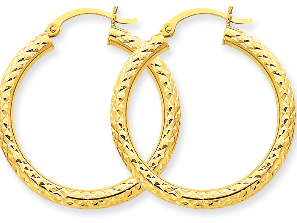 FJC Finejewelers 10k Bright-cut 3mm Round Hoop Earrings