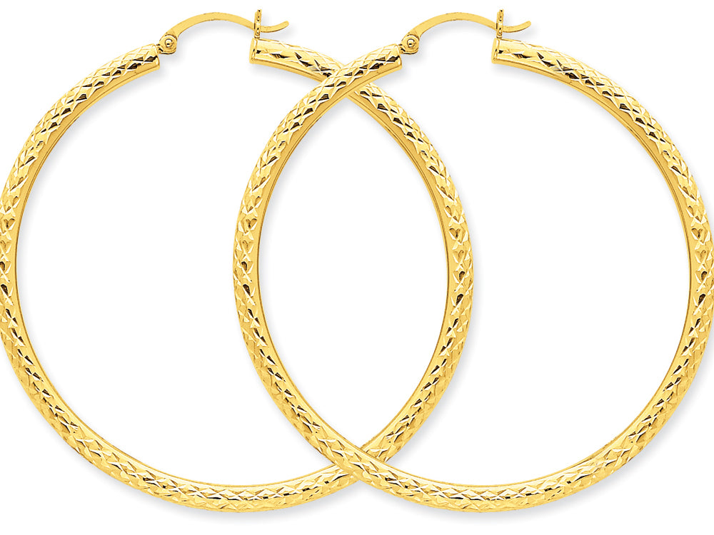 FJC Finejewelers 10k Bright-cut 3mm Round Hoop Earrings