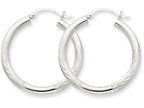 FJC Finejewelers 10k White Gold Satin and Bright-cut 3mm Round Hoop Earrings