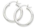 FJC Finejewelers 10k White Gold Satin and Bright-cut 3mm Round Hoop Earrings
