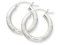 FJC Finejewelers 10k White Gold Satin and Bright-cut 3mm Round Hoop Earrings