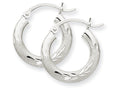 FJC Finejewelers 10k White Gold Satin and Bright-cut 3mm Round Hoop Earrings